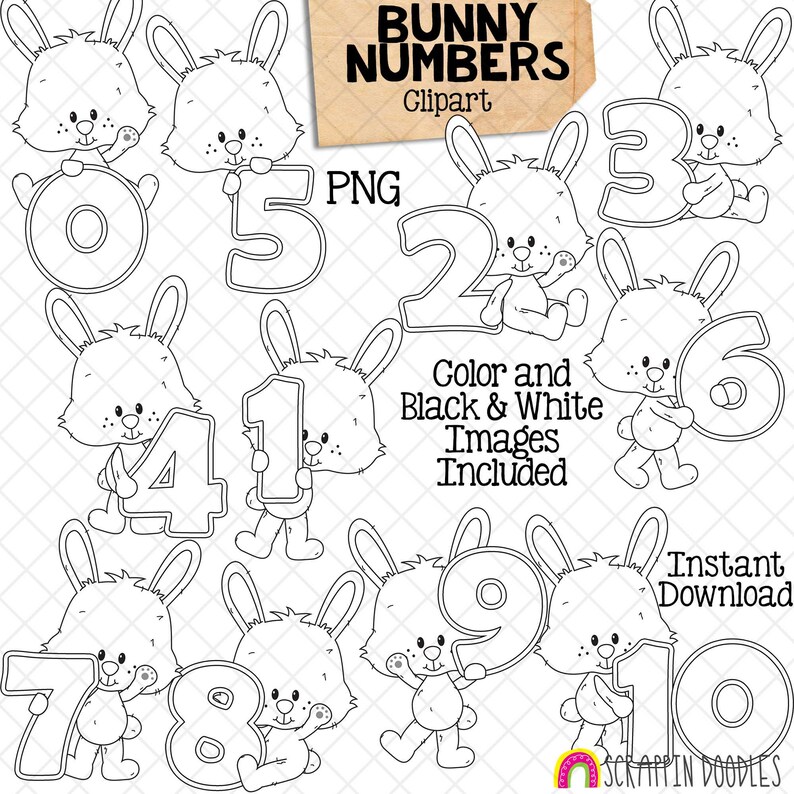 Bunny Number Clip Art - Rabbits Holding Numbers 0 to 10 - Number ...