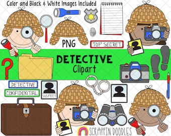 Detective ClipArt - Detective Graphics -  Investigation Clipart - Secret Agent Clipart - Private Investigator - Police ClipArt