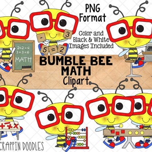 Bumble Bee Math ClipArt - Commercial Use - Sublimation - Hand Drawn PNG