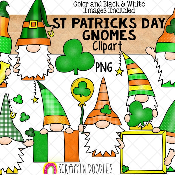 St. Patrick's Day Gnomes -  St Patricks Gnome ClipArt - Irish Garden Gnomes -  Commercial Use - Gnome Sublimation - PNG
