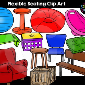 Flexibele zitplaatsen illustraties - schattig commercieel gebruik zitplaatsen thema Graphics {Scrappin Doodles Clip Art}