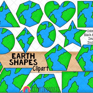 Earth Shapes ClipArt - Commercieel gebruik 2D Shape Clip Art - Earth Day Shape Graphics - Hand getrokken PNG