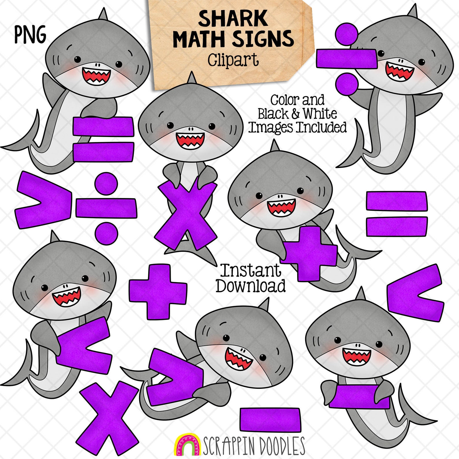 Math Sign Sharks Clip Art - Grey Shark Clipart - Sharks Holding ...