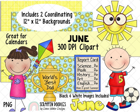 Buy Calendar Clipart June Bulletin Board June Clipart Fathers Day Clipart  Holiday Clipart Digital Stickers Summer Clipart Soccer Online in India -  Etsy