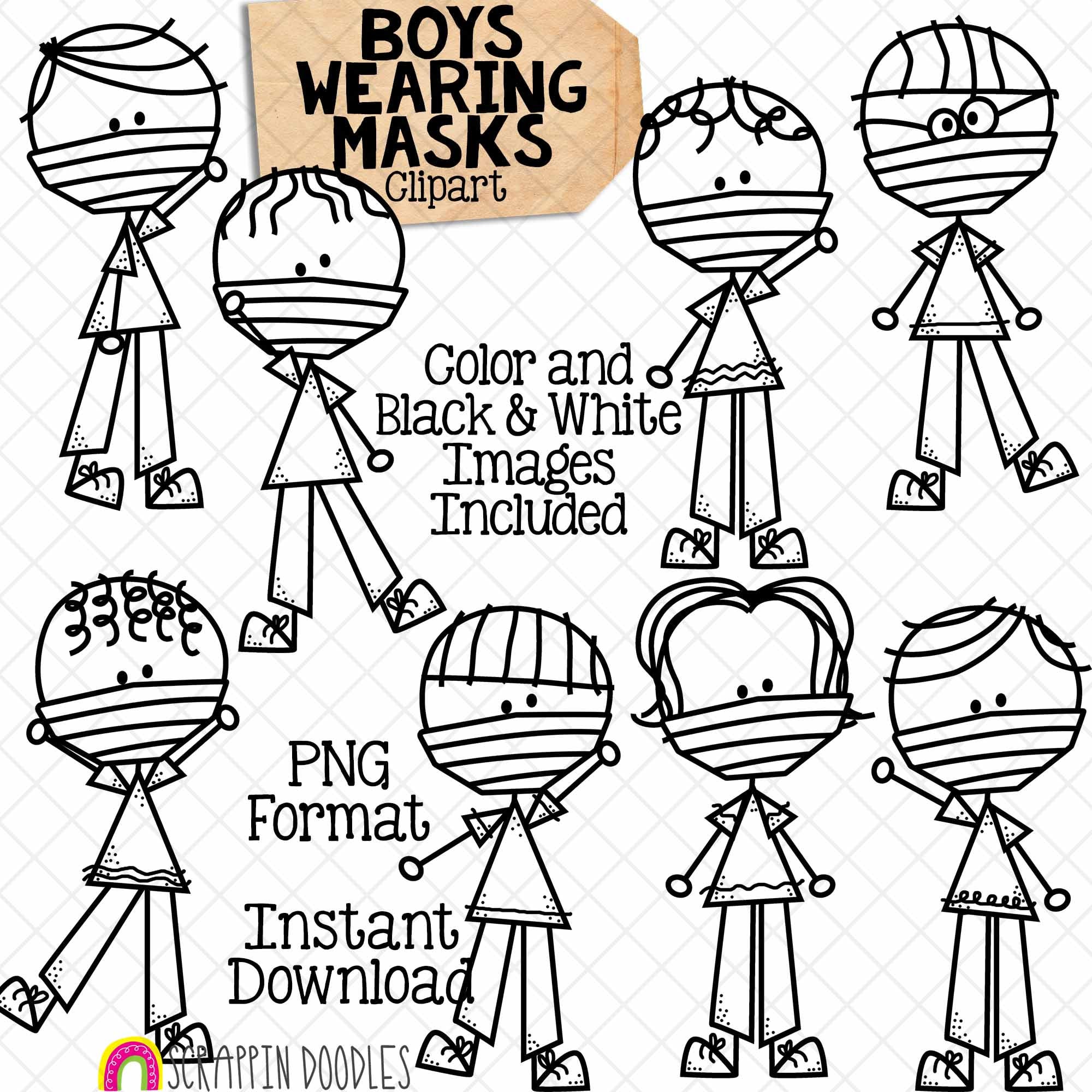 Chart Mask Boys Boys Wearing Masks Clip Art - Doodle Boys - Stick Figure Graphics ...