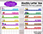 UNDATED Monthly Printable Calendar {Portrait Letter Sized} Power Point and PDF format. Different Theme Each Month {Scrappin Doodles}
