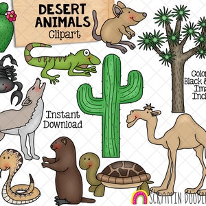 Desert Animals ClipArt - Scorpion - Camel - Cactus - Joshua Tree - Commercial Use