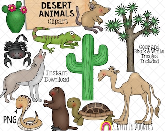 Woestijndieren ClipArt - Schorpioen - Kameel - Cactus - Joshua Tree - Commercieel gebruik