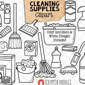 Cleaning Supplies ClipArt - Sanitize Wipes - Mop and Bucket PNG - Vacuum - Spray Cleaner - Hygiene ClipArt - CU Allowed