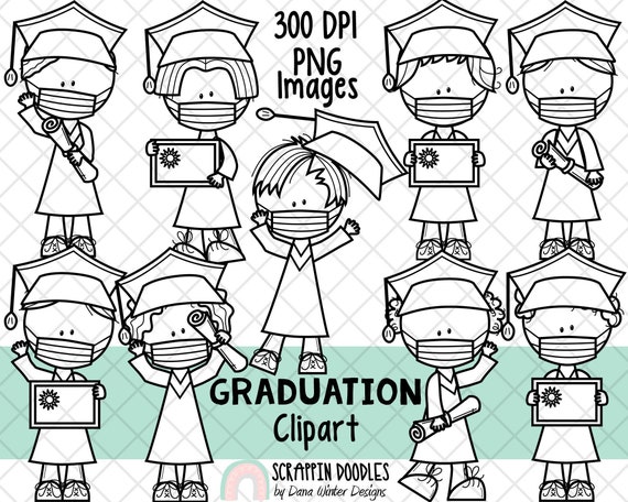 Clip Art De Graduación En Blanco Y Negro