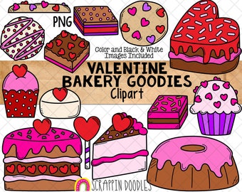 Valentine's Day Clip Art - Valentine Baking - Heart Cake - Chocolate - Heart Cookies - Commercial Use PNG - Sublimation Graphics