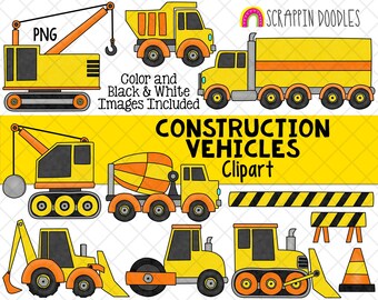 Baufahrzeuge ClipArt - Beton LKW - Traktor - Bulldozer Grafik - Kran - Abrissbirne - Kommerzielle Nutzung PNG Clip Art