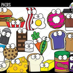 Food Pairs Clip Art - Nourriture commerciale mignonne qui vont ensemble Clipart {Scrappin Doodles Clipart}