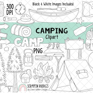 Camping Clipart Backpacking Clip Art Hiking Campfire Summer Camp Outdoors Nature Woodlands Forest Trees Tents image 2