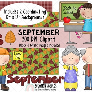 Imágenes Prediseñadas del calendario - Tablón de anuncios de septiembre - Imágenes Prediseñadas de septiembre - Imágenes Prediseñadas del Día de los Grandes Padres - Imágenes Prediseñadas de vacaciones - Imágenes Prediseñadas del Día del Trabajo - Otoño