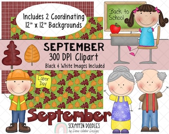 Calendar ClipArt - September Bulletin Board - September ClipArt - Grand Parents Day ClipArt - Holiday ClipArt - Labor Day ClipArt - Autumn
