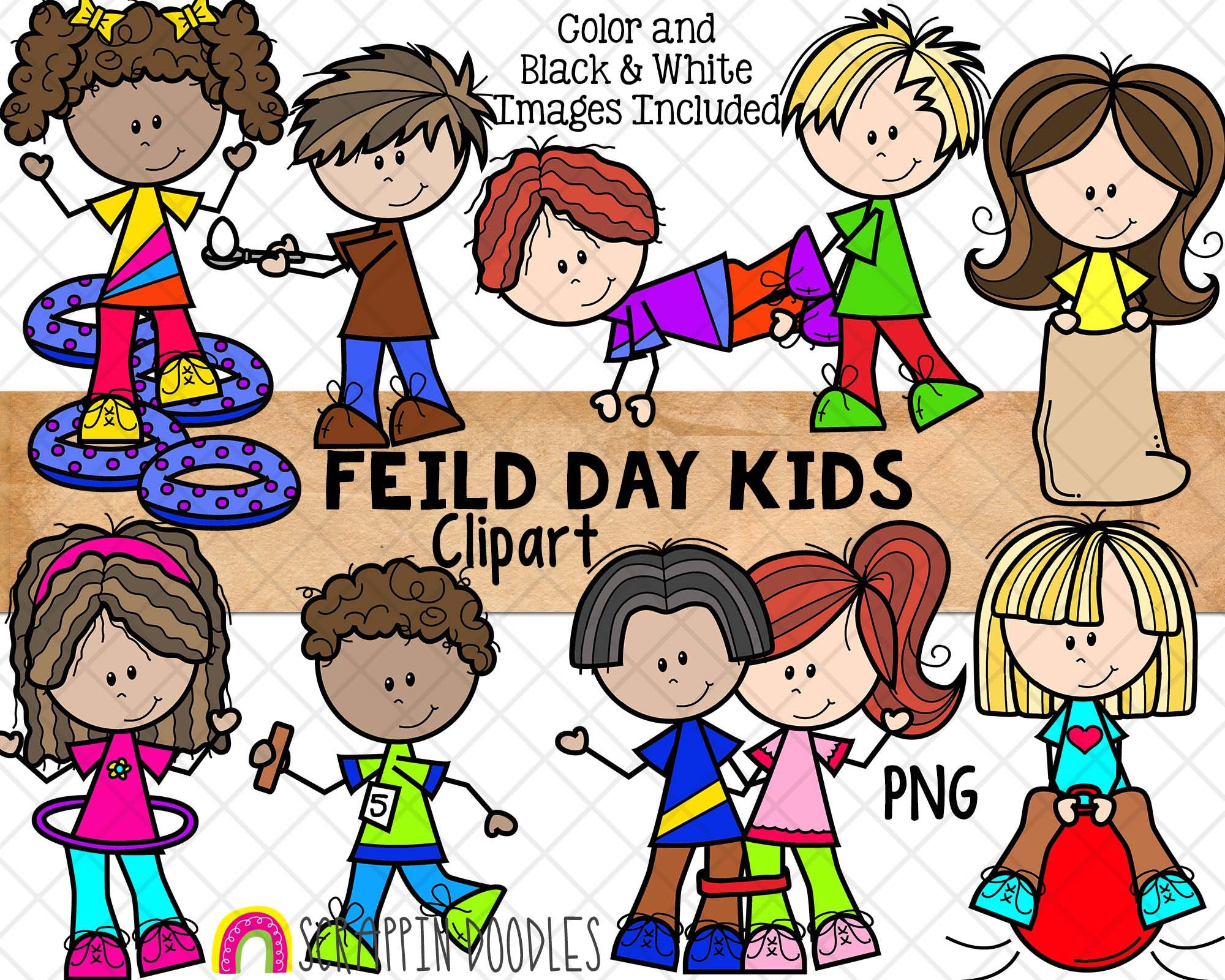 Field Day Clipart track and Field Kids School Tabloid Day - Etsy