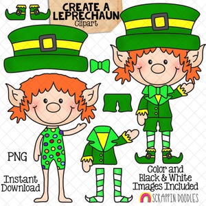 Create a Leprechaun Clip Art - Dress Up - Leprechaun Clothes - Clothing - St. Patrick&#39;s Day - Irish - Commercial Use PNG - Sublimation