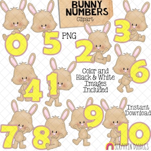 Bunny Number Clip Art - Rabbits Holding Numbers 0 to 10 - Number ...