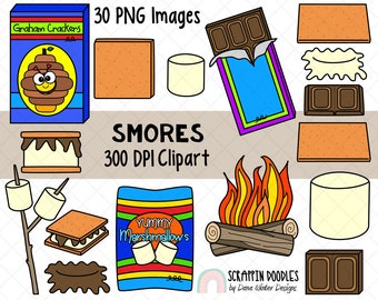 Smores Clip Art - Smores Pals - Chocolate, Marshmallows, Graham Crackers - Camp Fire Food - Cute Smores {Scrappin Doodles Clip Art}