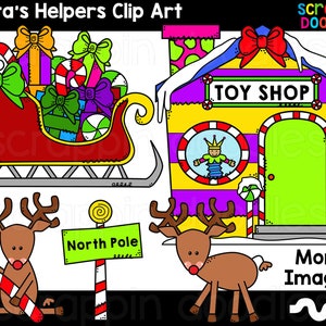 Clip Art dos ajudantes do Papai Noel - vários tons de cabelo e pele - lindos duendes de Natal, renas, loja de brinquedos, bonecos de palito {Scrappin Doodles Clip Art}