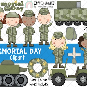 Memorial Day ClipArt - Soldier ClipArt - Military Graphics - Remembrance Day ClipArt - Army - Tank - Hand Drawn Clipart - PNG