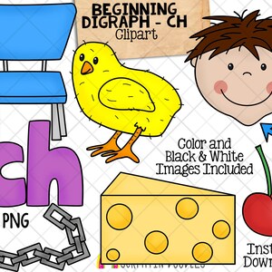 Beginning Digraph ClipArt - Words Beginning With CH - Commercial Use PNG Sublimation
