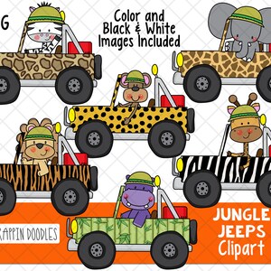Jungle Animal ClipArt - Jungle Jeeps Clip Art - Safari Animal Clipart - Off Road Jeeps - Gráficos de sublimación - Descarga instantánea ClipArt