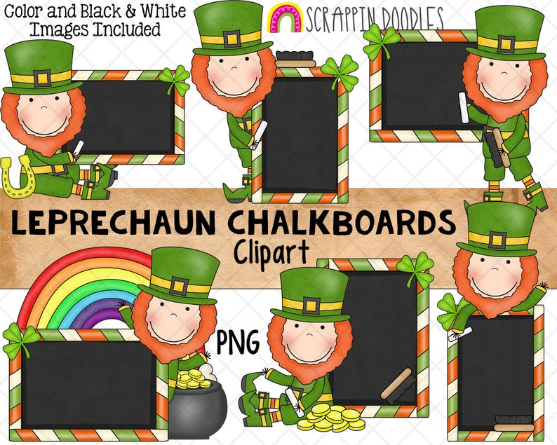 Leprechaun Chalkboards Clip Art St Patrick's Day Etsy
