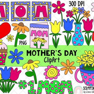 Clipart fête des mères - clipart printemps - clipart maman - clipart maman - sublimation designs fête des mères - cadeaux pour la fête des mères