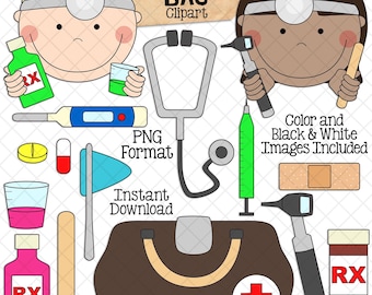 Doctor ClipArt - Doctors Bag Clip Art - Medical - Medicine - Get Well - Healthcare - Hospital - Digital Graphics - PNG Instant Download