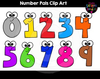 Number Pals Clip Art Cute Commercial Use Number Clipart, Colored Numbers  Clip Art scrappin Doodles Clipart - Etsy