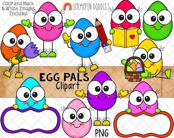 Egg People ClipArt - Colored Eggs - Commercial Use - Egg Sign - Sublimation - PNG