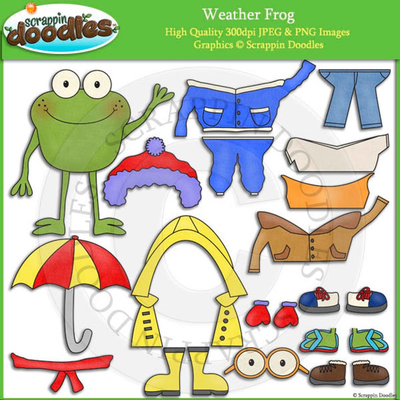 Weather Frog Dress Up Clip Art | Etsy