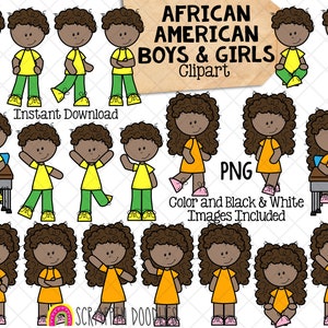 Afroamerikaner Jungen und Mädchen Kinder ClipArt - Multi-Kulturelle Kinder Posieren Grafiken - Kommerzielle Nutzung PNG