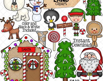 Santa Land Clip Art - Nordpol-Weihnachtsgrafiken (PNG)