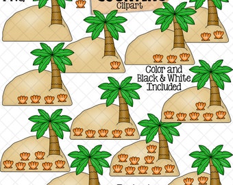 Counting Sea Shells on a Island ClipArt - Summer SeaShell Counting - Seasonal Math Graphics - Commercial Use PNG