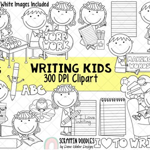 Writing ClipArt Writing Kids ClipArt School ClipArt Word Work ClipArt Journal ClipArt Young Author ClipArt Instant Download image 2