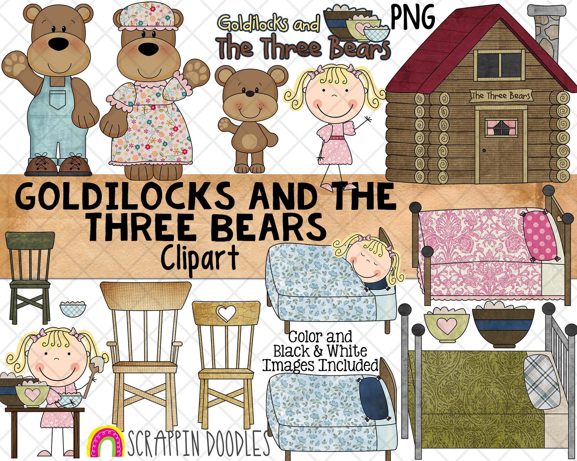 Goldilocks and the Three Bears Clipart Nursery Rhyme Fairy Tale