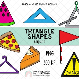 Vormen illustraties - Real Life driehoek vormen ClipArt - geometrische vormen - 3D-vorm Clipart - Math ClipArt - vormafbeeldingen - 2D-vormen