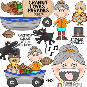 La anciana se tragó un pavo Clip Art, La abuela ama los gráficos de los desfiles, Uso comercial PNG