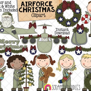 Christmas Air Force ClipArt - Airforce Holiday Army Graphics - Commercial Use PNG - Sublimation