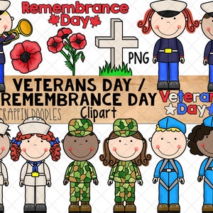 Remembrance Day Clip Art  - Veterans Day ClipArt - Army - Military - Navy - Air Force - Marines - Commercial Use PNG Sublimation Graphics