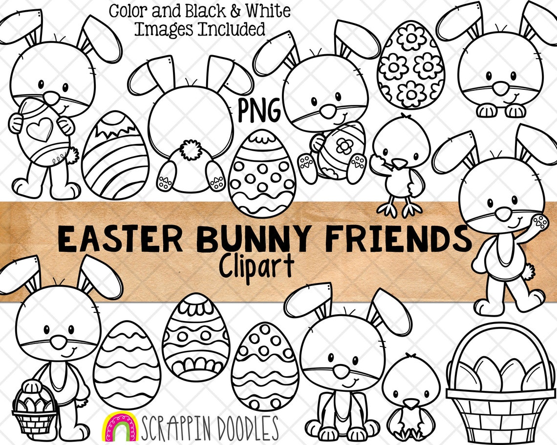 Easter Bunny Friends Clip Art - Commercial Use Clipart - Bunnies ...