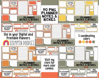 Planner Notes & Boxes - Elodie - Planner Templates - Digital Planner Templates - Planners Frames and Borders - Hand Drawn PNG