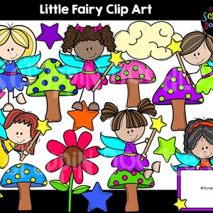 Little Fairy Clip Art - Cute Fairies, Mushrooms, Magical Graphics