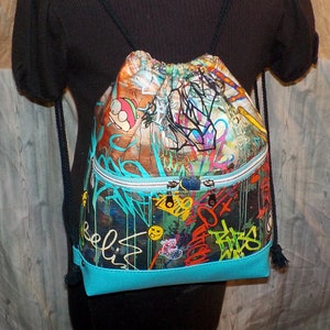 Handmade Drawstring Backpack Blue Calla Begonia Etsy