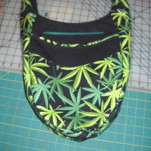 India Hobo / Sling Bag, Reversible ,Cross Body, Alexander Henry "Herb" and "Elevated" Fabric, Swoon Patterns, Dead Head