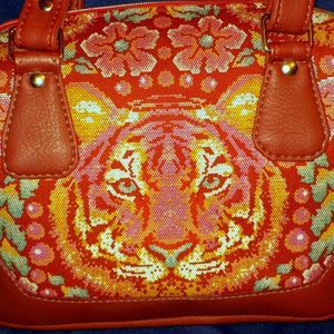 Handmade Large Shouder Bag, Swoon Patterns, Brooklyn, Crouching Tiger Fabric image 2