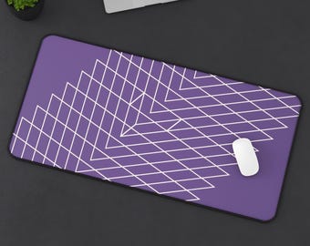 Geometric Line Pattern Desk Mat | Purple Modern Office Mousepad